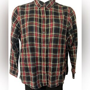 L.L. Bean Women’s Large 100% Cotton Plaid Flannel Button-Down Shirt